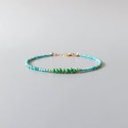 Tiny Blue and Green Arizona Turquoise Bracelet - Dainty Gemstone Beaded Jewelry