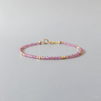 Tiny Pink Tourmaline Bracelet - Dainty October Birthstone Jewelry