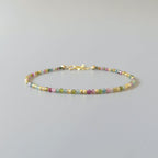 Tiny Watermelon Tourmaline Bracelet -Dainty Colorful Beaded Jewelry