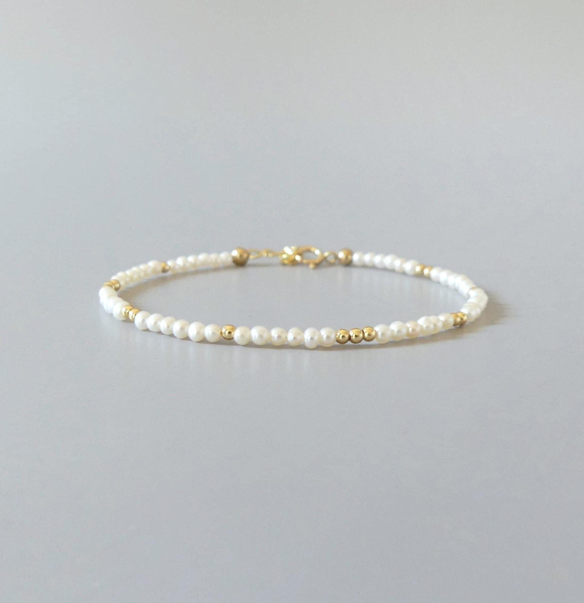 Tiny Freshwater Pearl Bracelet - Dainty Beaded Jewelry