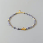 Tiny Iolite Bracelet With Citrine -Dainty Beaded Jewelry
