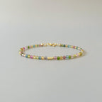 Tiny Watermelon Tourmaline Bracelet - Dainty Gemstone Beaded Jewelry
