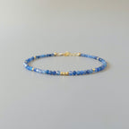 Tiny Blue Kyanite Bracelet - Dainty Gemstone Beaded Jewelry