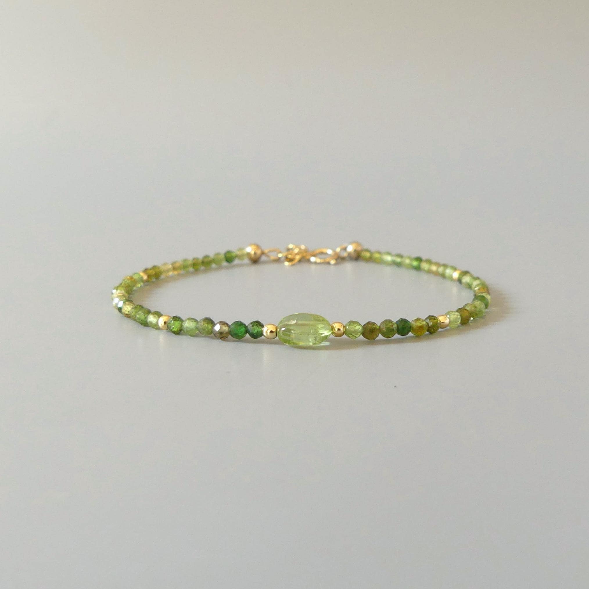 Tiny Green Tourmaline Bracelet - Dainty Colorful Beaded Jewelry
