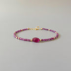Tiny Ruby Bracelet - Dainty Gemstone Beaded Jewelry