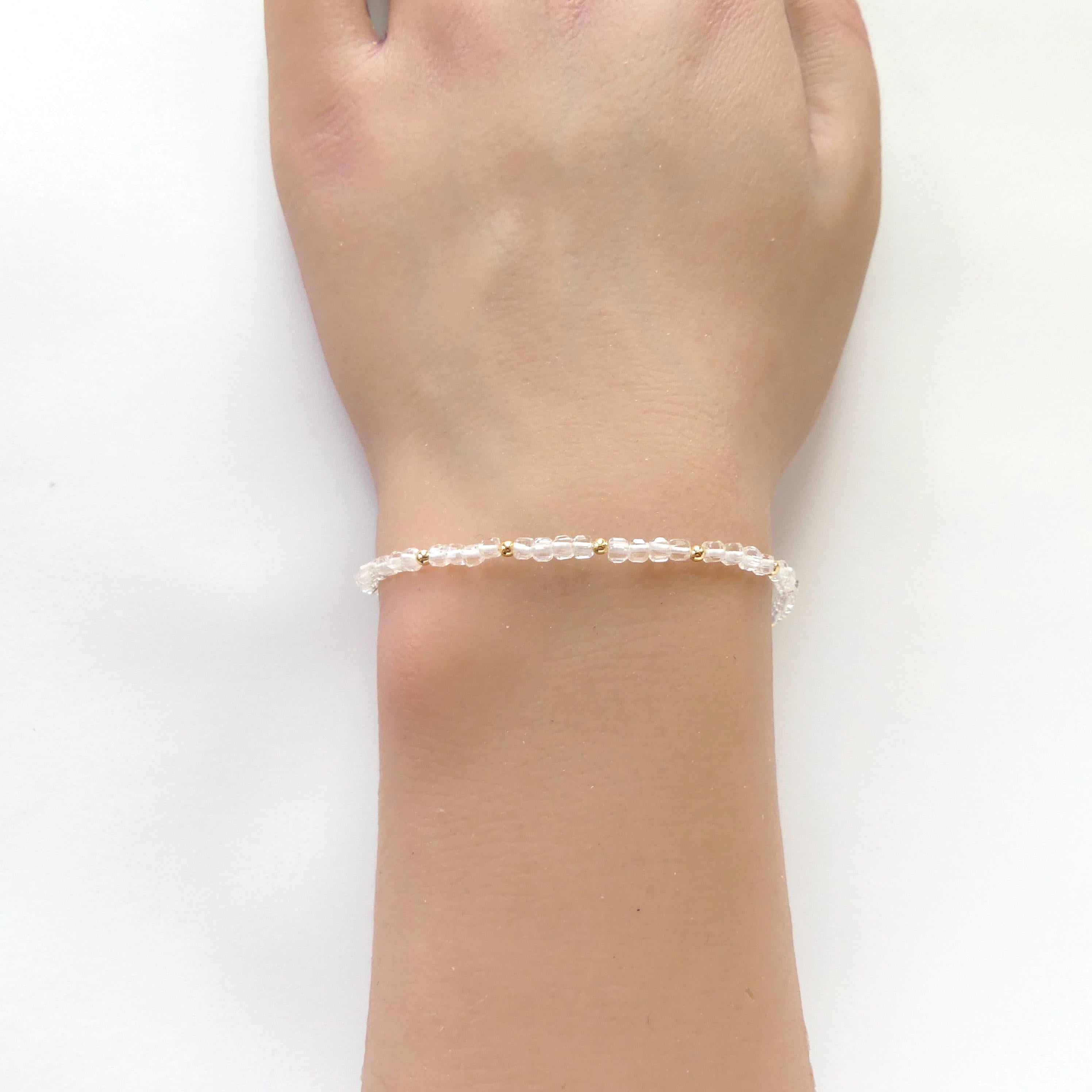Tiny Rock Quartz Bracelet - Dainty Gemstone Beaded Jewelry