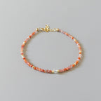 Tiny Carnelian Bracelet -Dainty Gemstone Minimalist Jewelry
