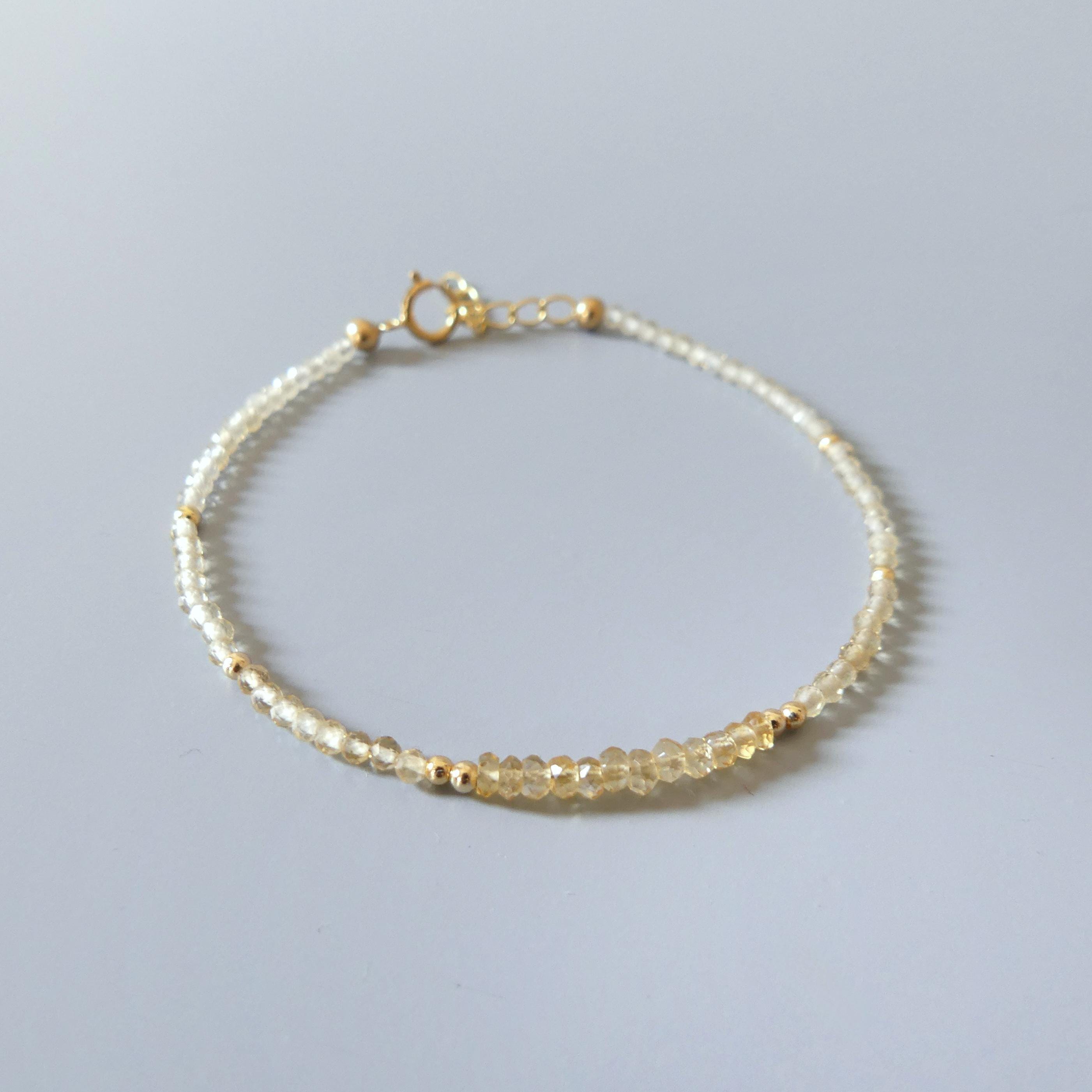 Tiny Ombre Citrine Bracelet - Dainty November Birthstone Jewelry