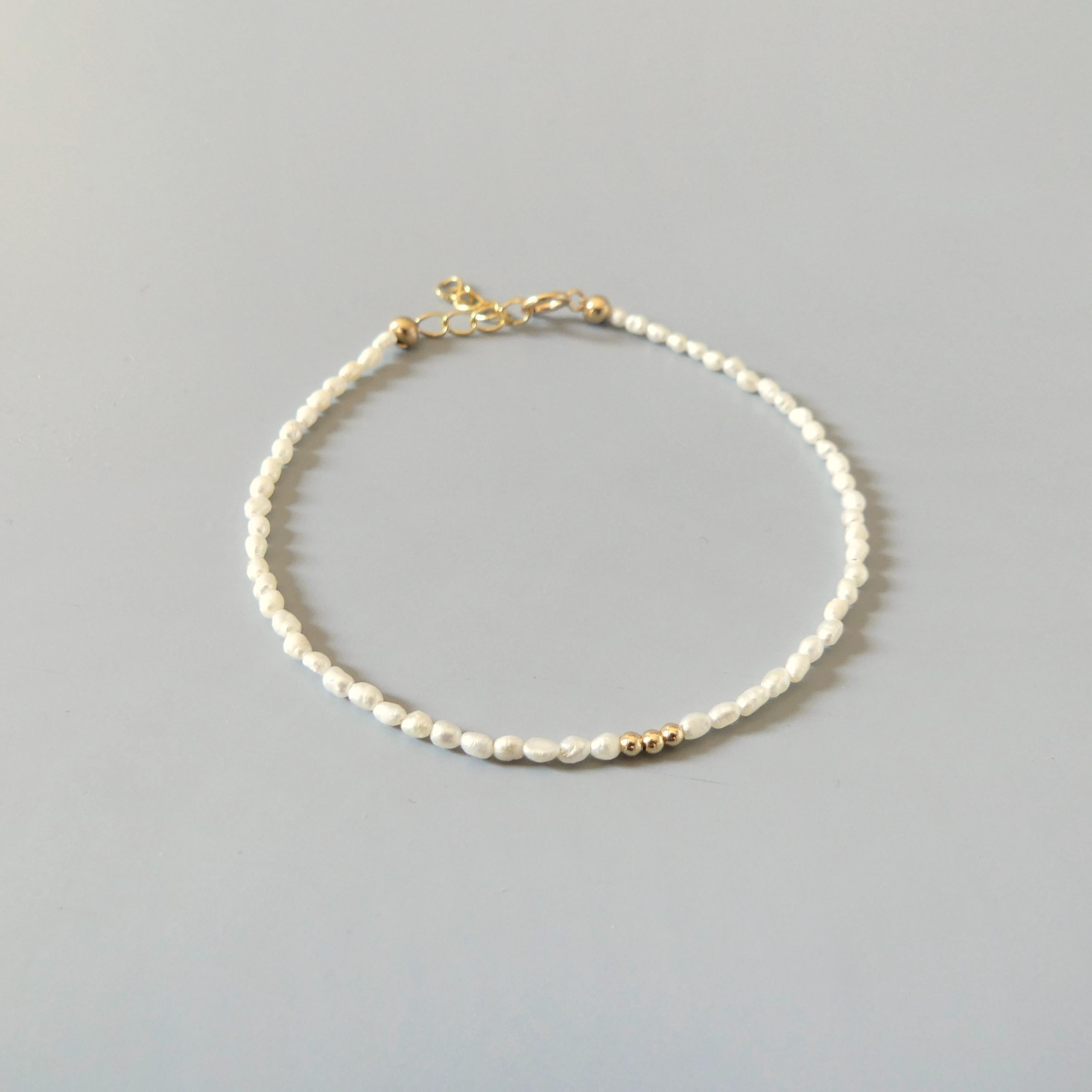Tiny Natural Micro Pearl Bracelet -Dainty June Birthstone Jewelry