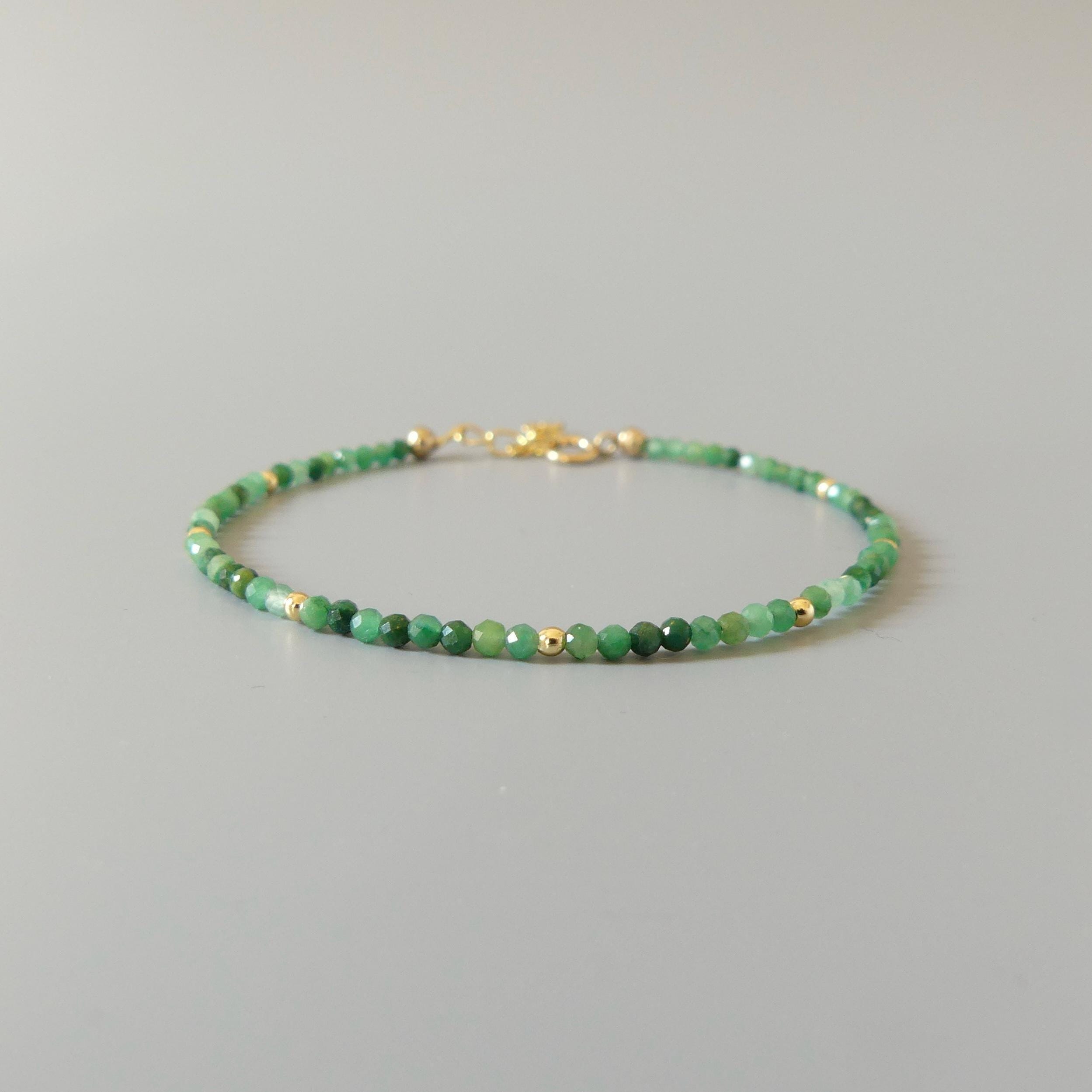 Tiny Jade Bracelet - Dainty Gemstone Beaded Jewelry