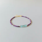 Tiny Stitchite and Sky Apatite Bracelet - Dainty Gemstone Beaded Jewelry
