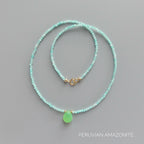 Tiny Gemstone Beaded Necklace Dainty Amazonite Amethyst Peridot Garnet Crystal Choker Minimalist Jewelry Birthday Gift Daughter Wife Mom