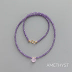 Tiny Gemstone Beaded Necklace Dainty Amazonite Amethyst Peridot Garnet Crystal Choker Minimalist Jewelry Birthday Gift Daughter Wife Mom