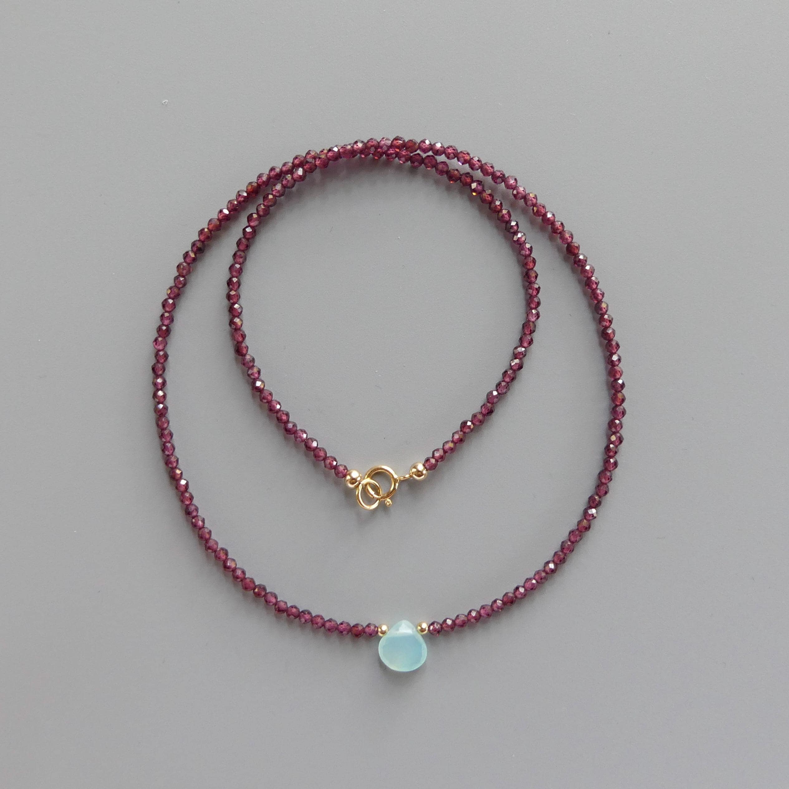 Tiny Garnet Beaded Necklace Dainty Garnet Choker Red Crystal Necklace Minimalist Jewelry Boho Chic Birthday Gift January Birthstone Wife Mom
