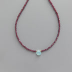 Tiny Garnet Beaded Necklace Dainty Garnet Choker Red Crystal Necklace Minimalist Jewelry Boho Chic Birthday Gift January Birthstone Wife Mom