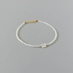 Tiny Moonstone Bracelet Dainty Gemstone Beaded Jewelry Trendy Stacking Bracelet Minimalist June Birthstone Gift Birthday Mom Wife Sister