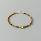 Tiny Tiger Eye Bracelet Dainty Gemstone Beaded Jewelry Tiger's eye Stacking Trendy Bracelet Peridot Minimalist Jewelry Birthday Gift Mom