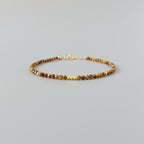 Tiny Tiger Eye Bracelet with Peridot -Dainty Beaded Jewelry