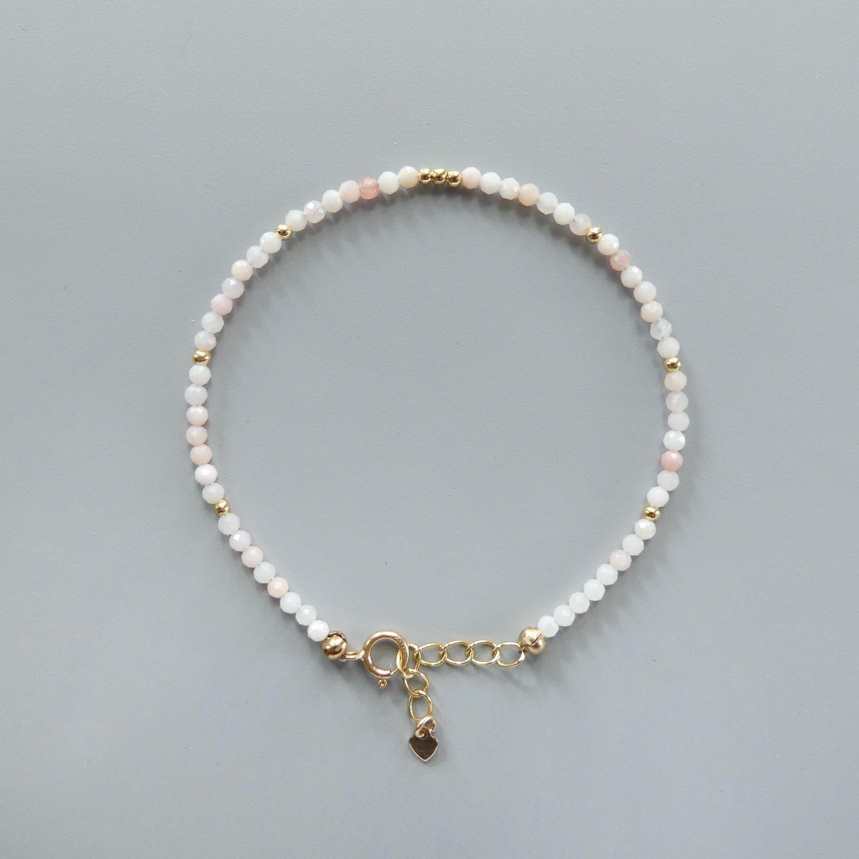 Tiny Pink Opal Bracelet -Dainty Gemstone Jewelry
