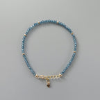 Tiny London Blue Topaz Bracelet Dainty Gemstone Beaded Jewelry Minimalist Crystal December Birthstone Birthday Gift Mom Wife Bridesmaid Gift