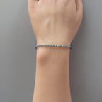Tiny London Blue Topaz Bracelet Dainty Gemstone Beaded Jewelry Minimalist Crystal December Birthstone Birthday Gift Mom Wife Bridesmaid Gift