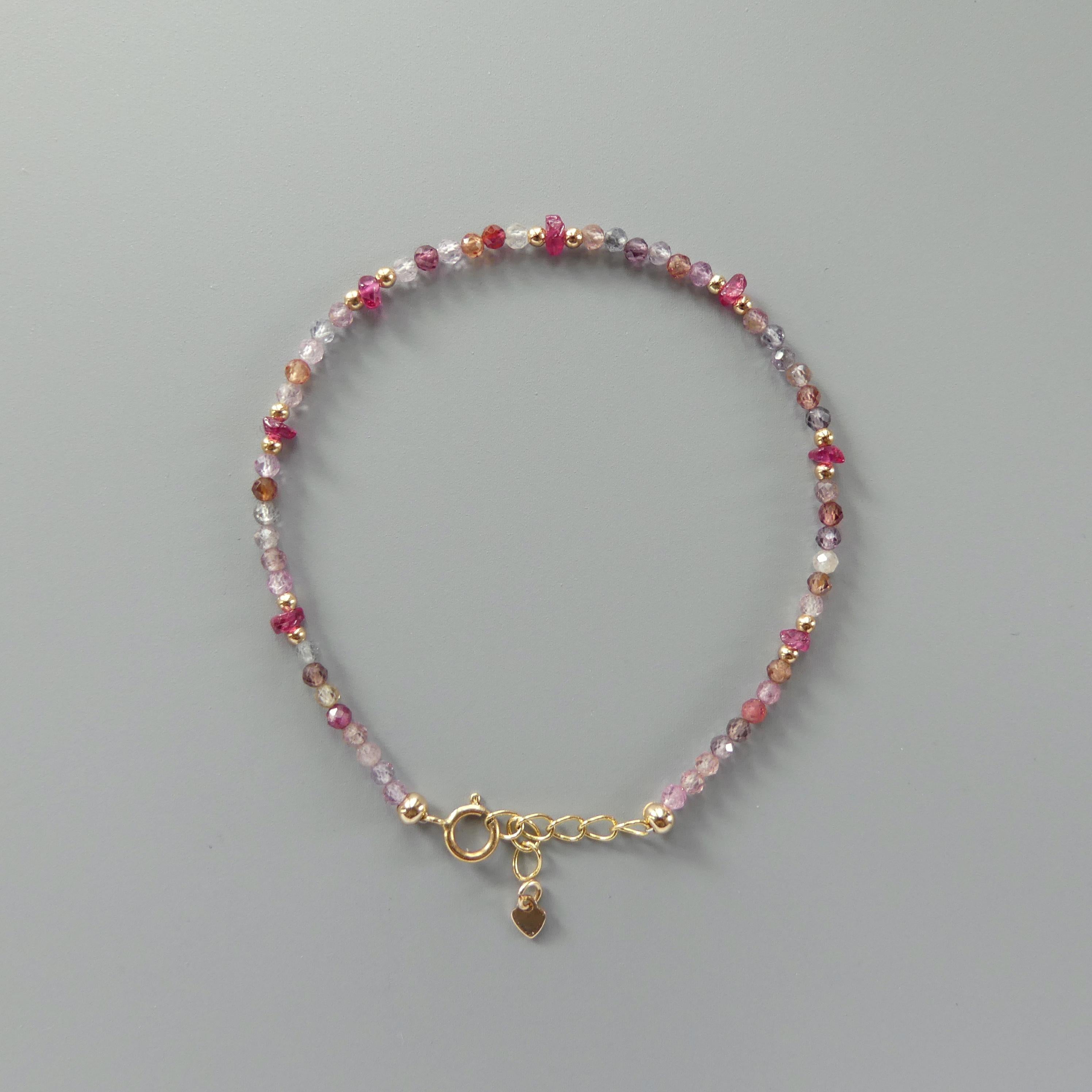 Tiny Multi Spinel Bracelet - Dainty Gemstone Beaded Jewelry