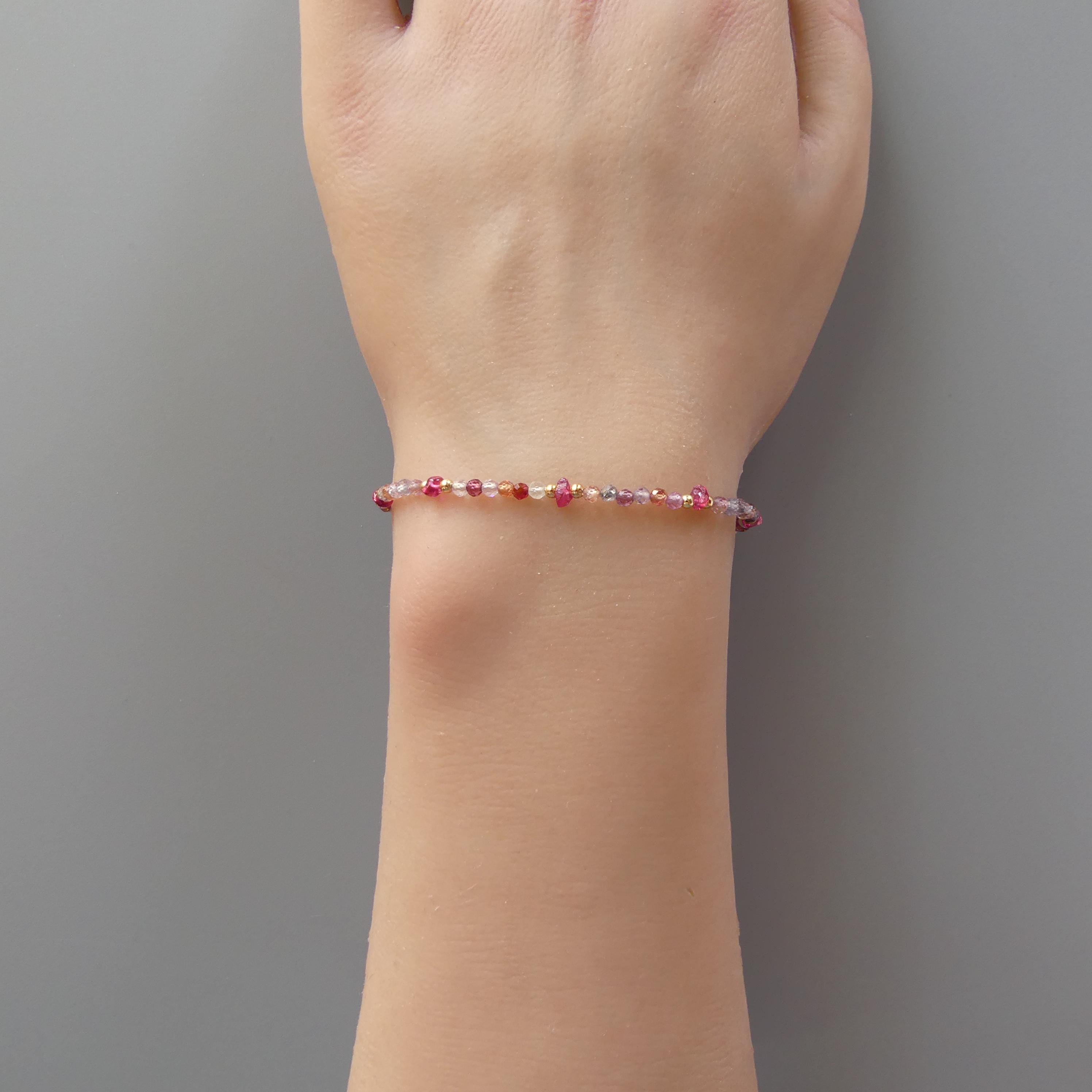 Tiny Multi Spinel Bracelet - Dainty Gemstone Beaded Jewelry