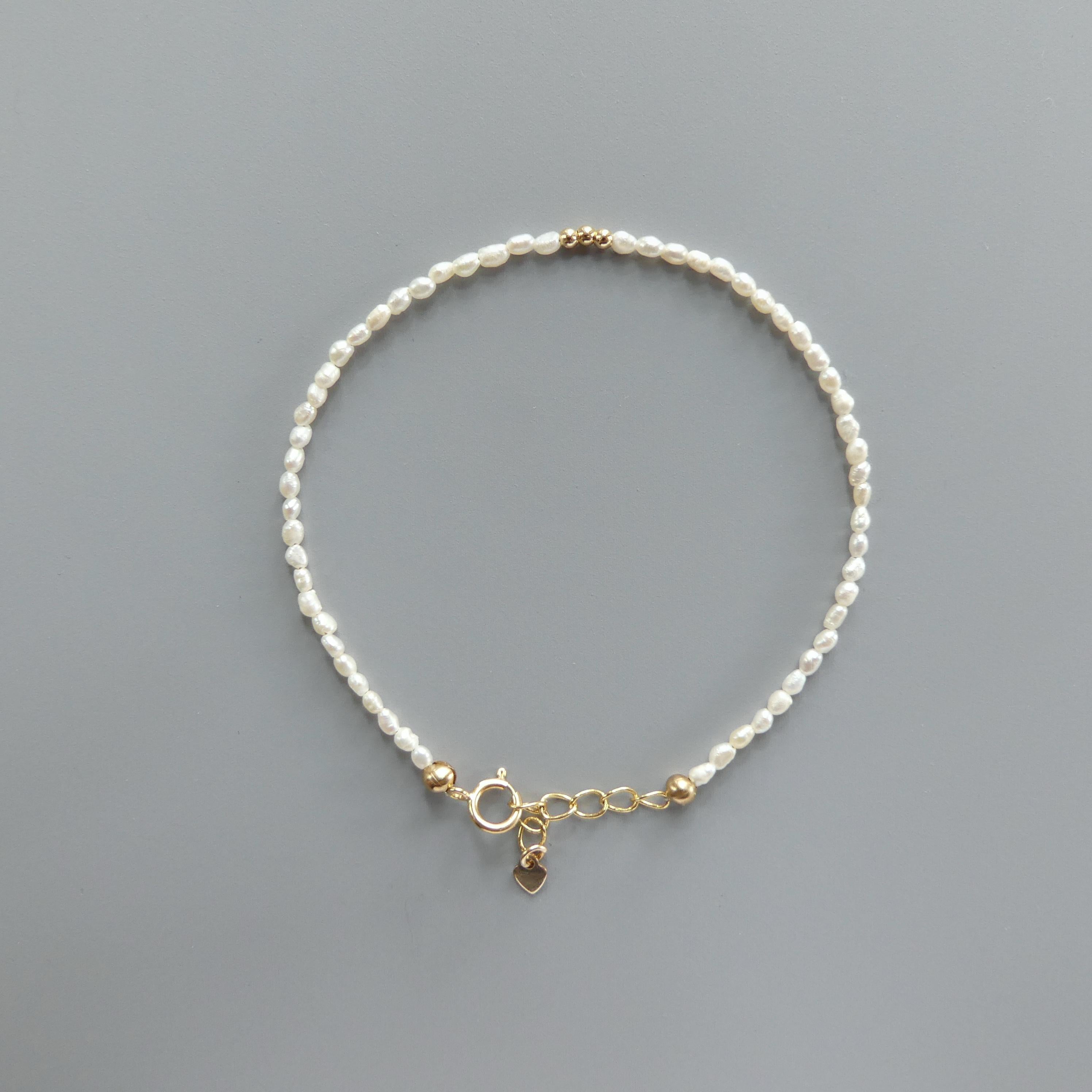 Tiny Natural Micro Pearl Bracelet -Dainty June Birthstone Jewelry