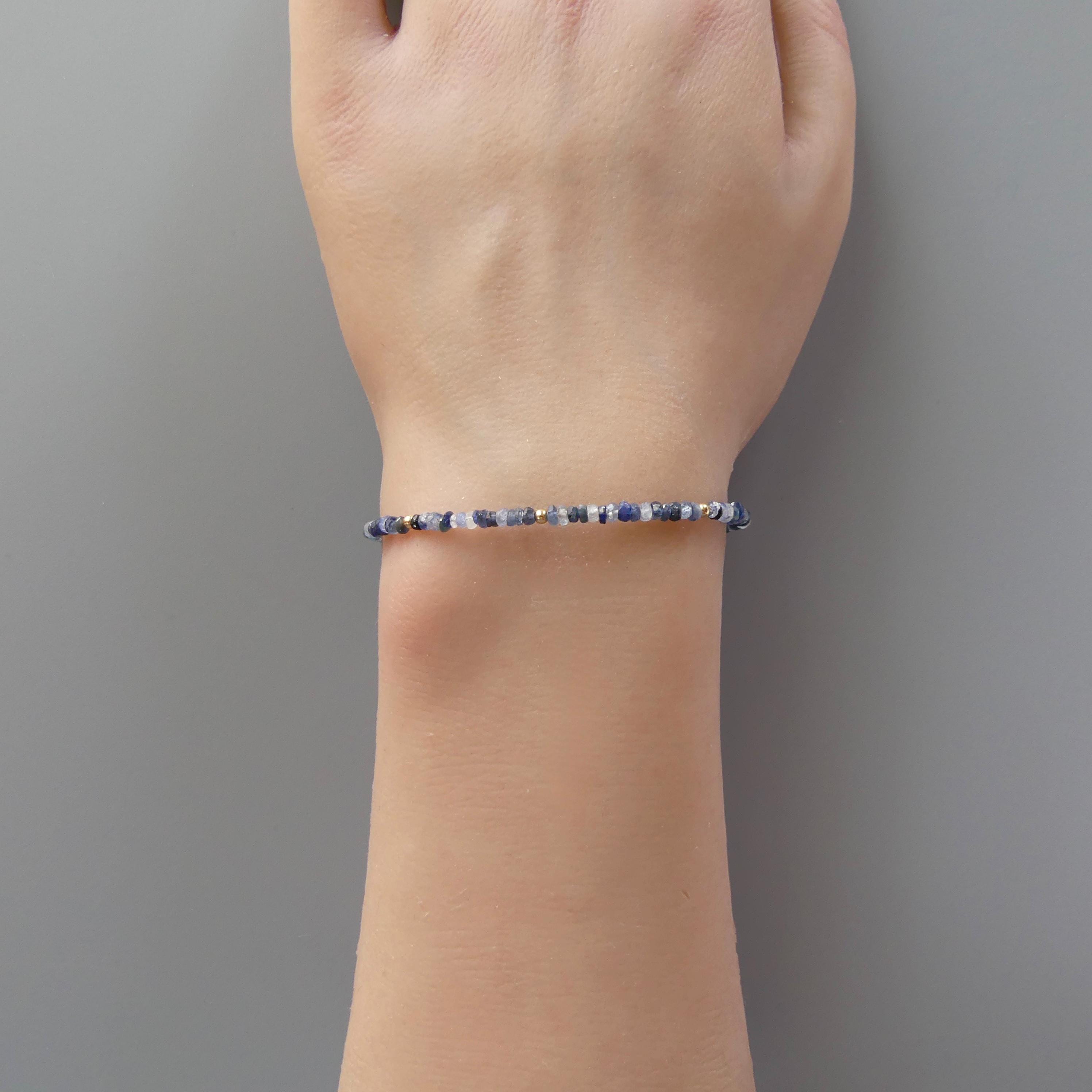 Tiny Blue Sapphire Bracelet Dainty Crystal Minimalist Jewelry