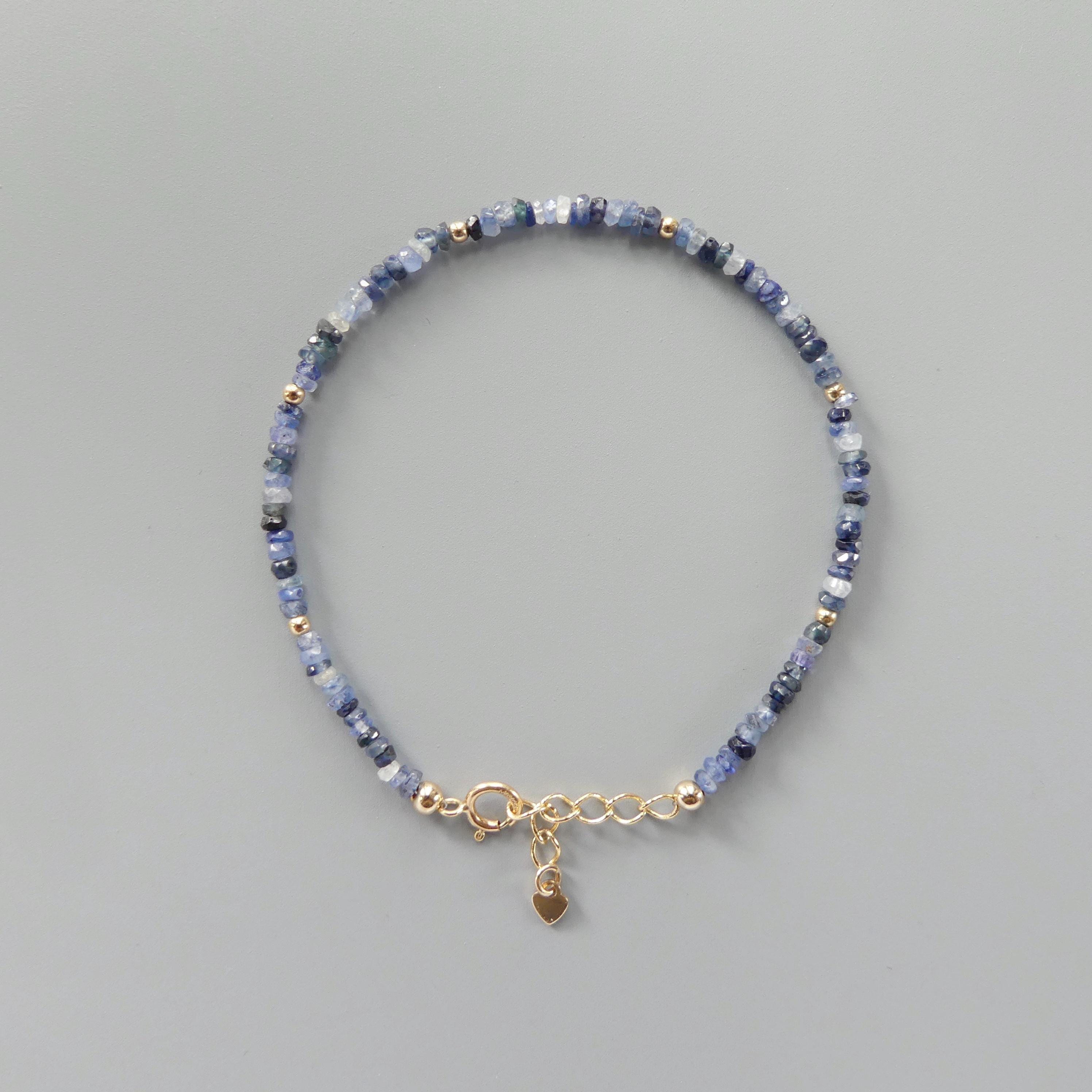 Tiny Blue Sapphire Bracelet Dainty Crystal Minimalist Jewelry