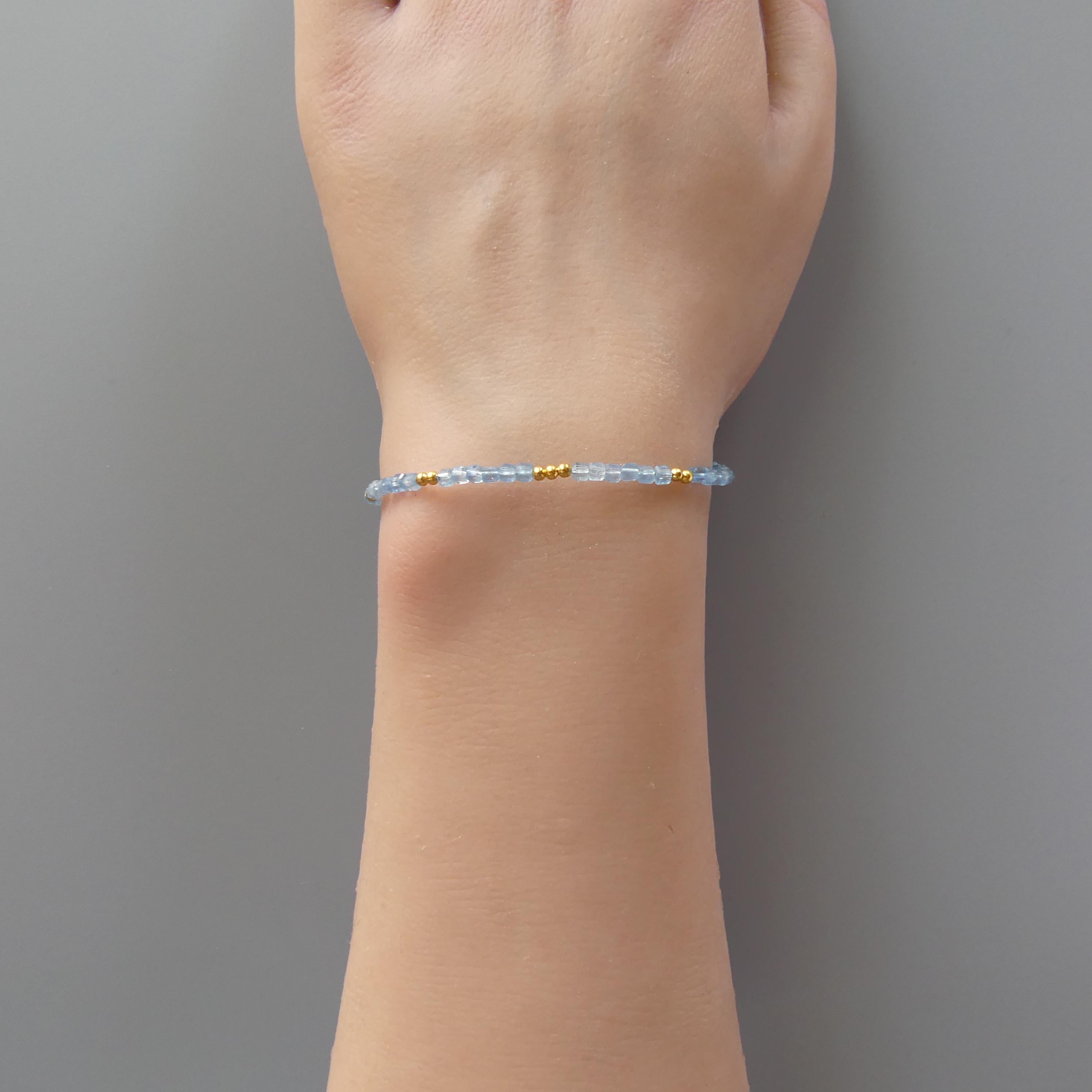 Tiny Aquamarine Bracelet -Dainty March Birthstone Jewelry