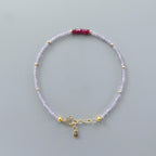 Tiny Pink Amethyst and Longido Ruby Bracelet - Dainty Minimalist Jewelry