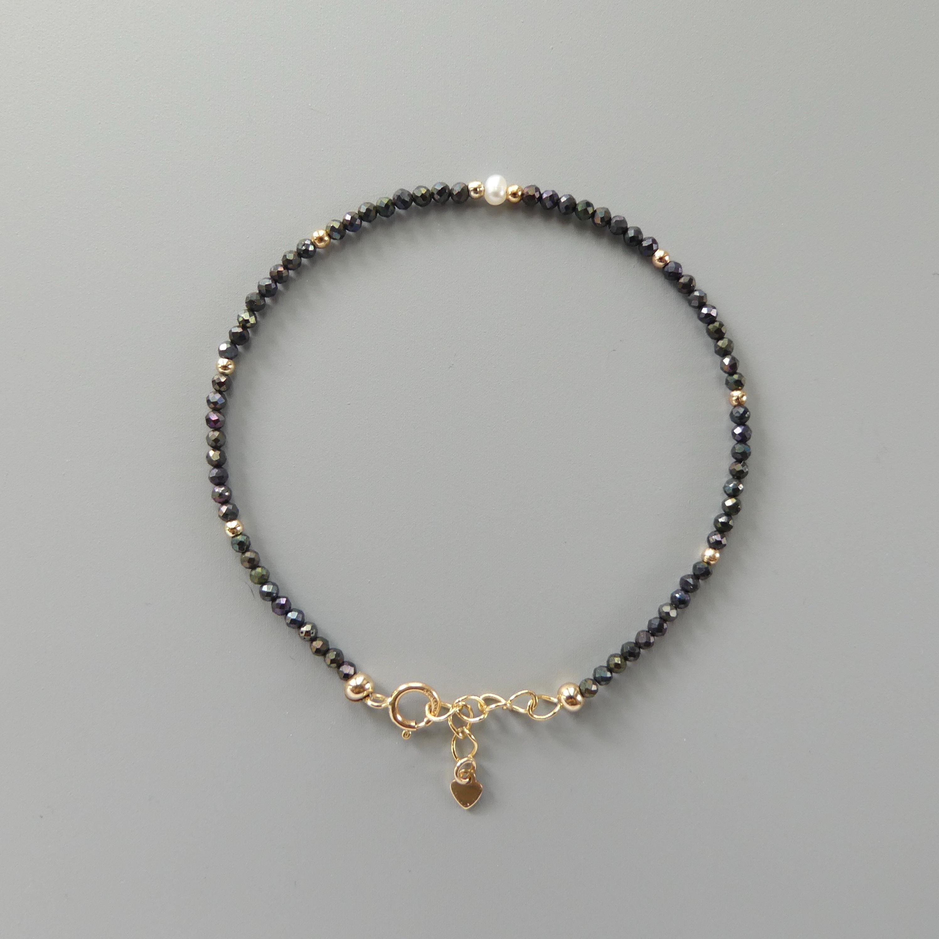 Tiny Mystic Black Spinel Bracelet Dainty Minimalist Jewelry