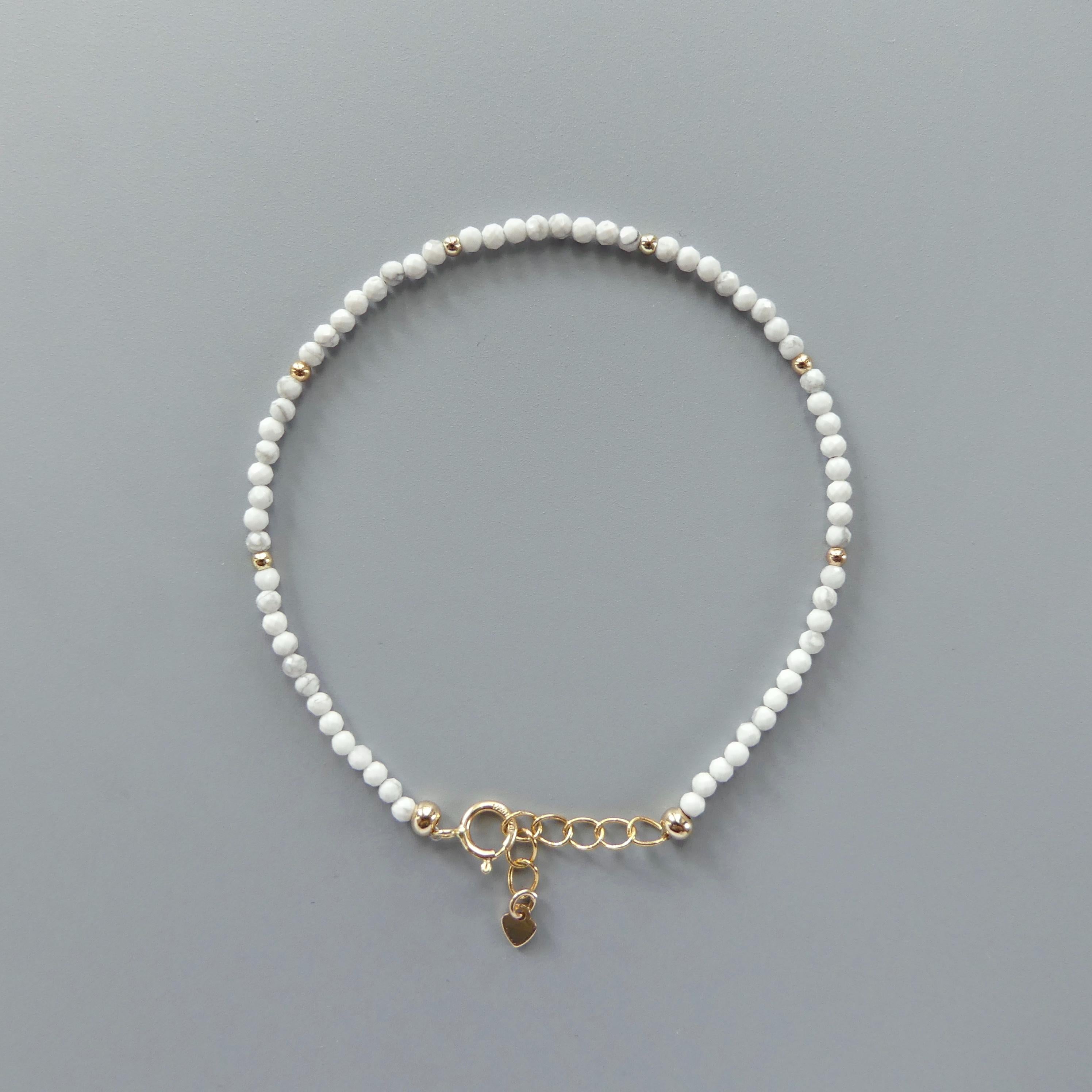 Tiny Howlite Bracelet Dainty Beaded Minimalist Jewelry