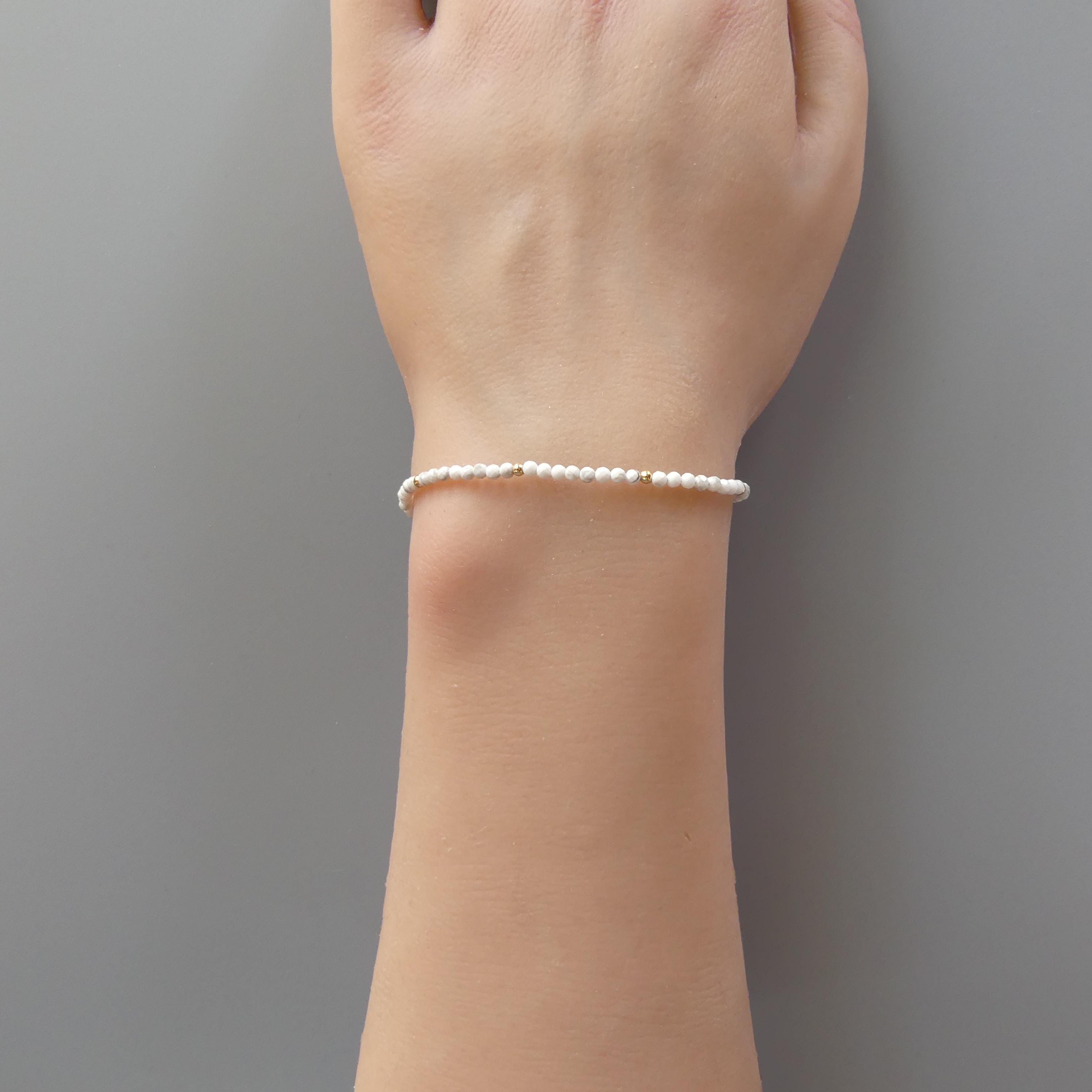 Tiny Howlite Bracelet Dainty Beaded Minimalist Jewelry