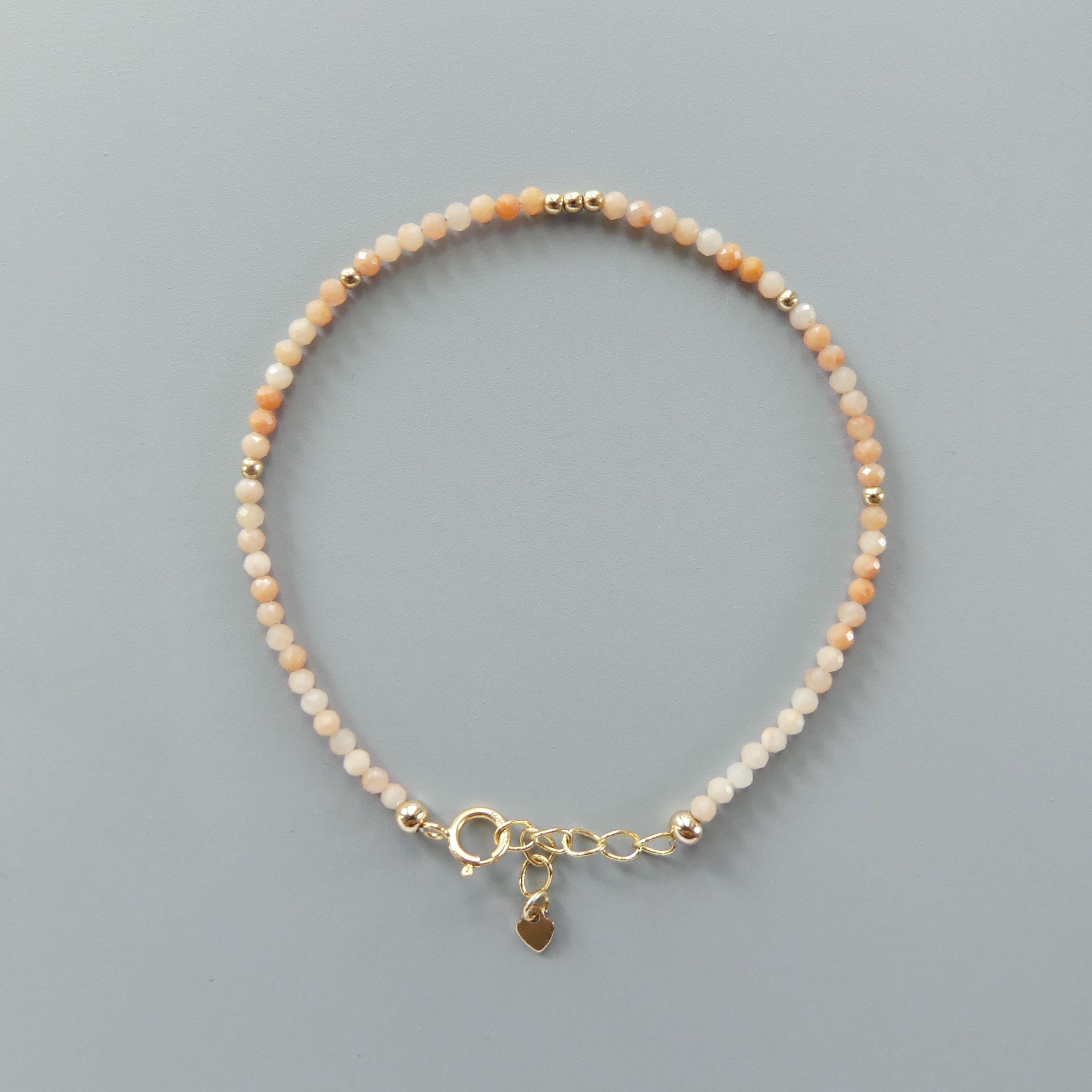 Tiny Pink Aventurine Bracelet Dainty Gemstone Beaded Jewelry Minimalist