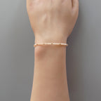 Tiny Peach Moonstone Bracelet Dainty Gemstone Beaded Jewelry
