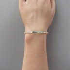 Tiny Ombre Grandidierite and Peach Moonstone Bracelet -Dainty Beaded Jewelry