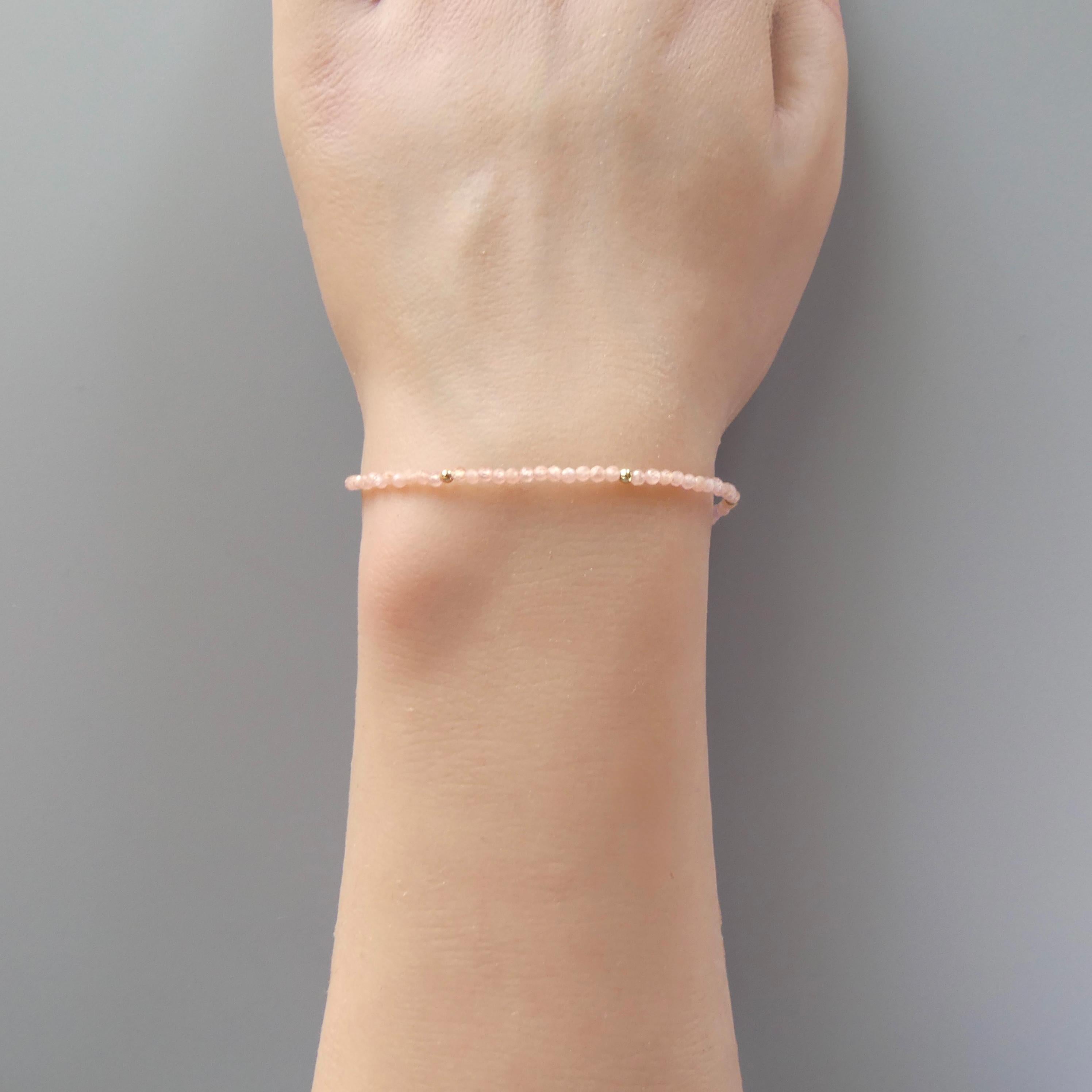Tiny Rhodochrosite Bracelet Dainty Crystal Minimalist Jewelry