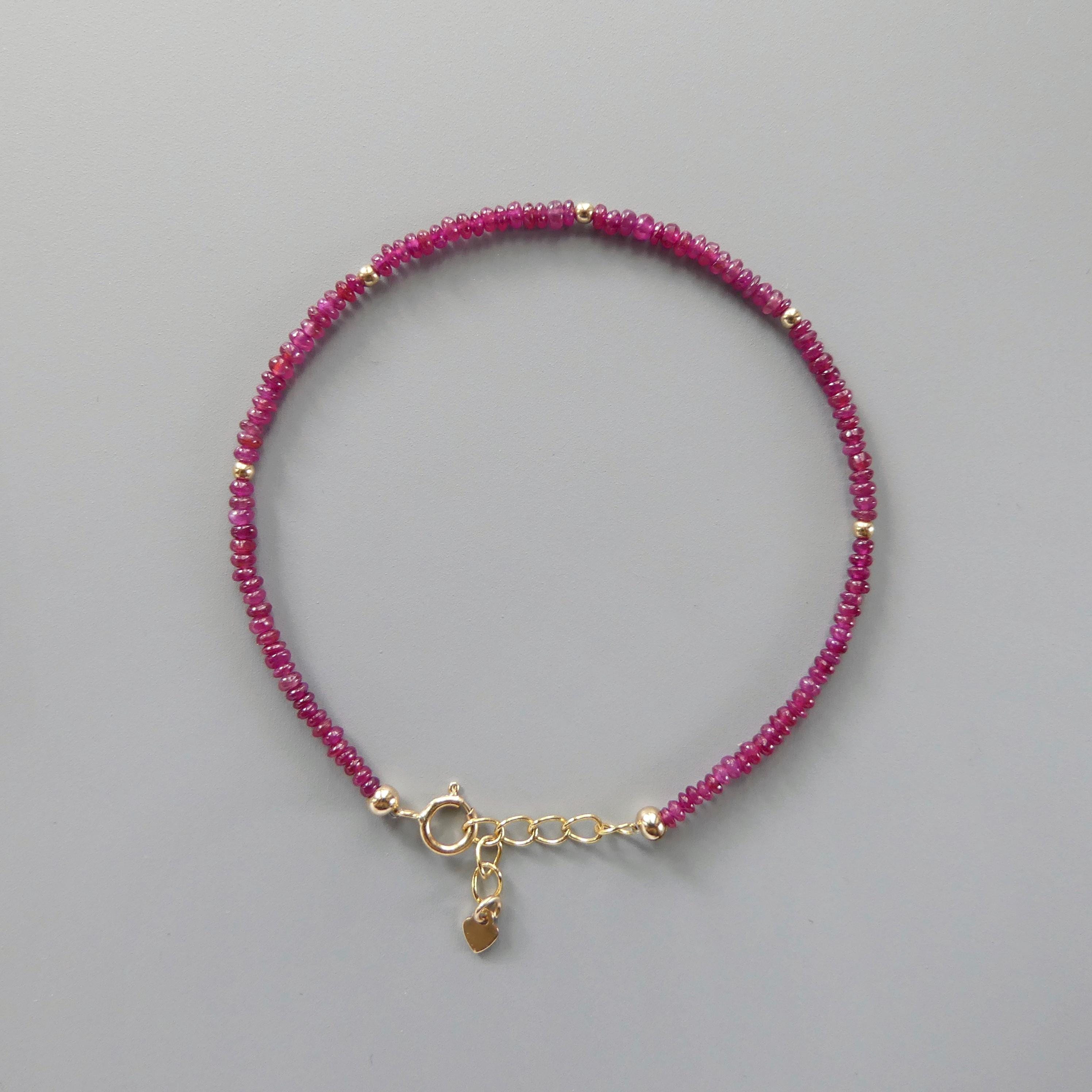 Tiny Longido Ruby Bracelet Dainty Gemstone Minimalist Jewelry