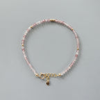 Dainty Strawberry Quartz Bracelet Tiny Gemstone Beaded Minimalist Jewelry
