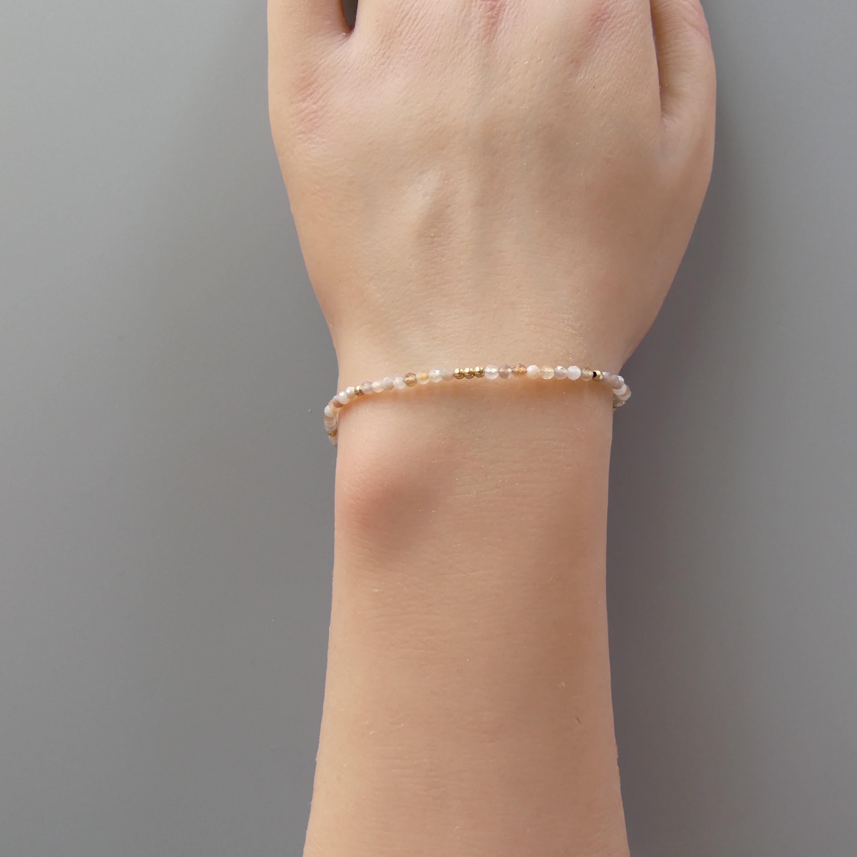Tiny Botswana Agate Bracelet -Dainty Minimalist Jewelry for Women