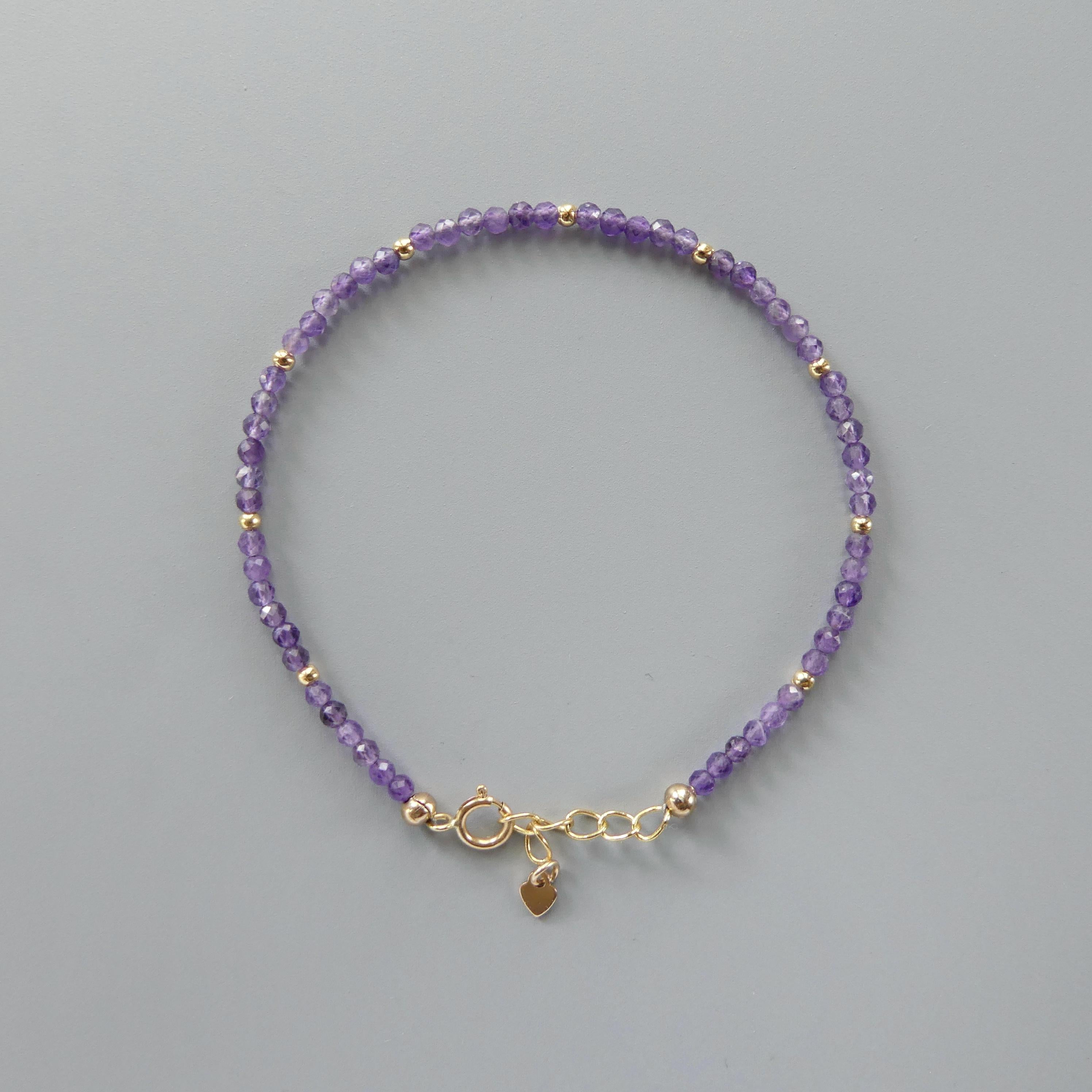 Tiny Amethyst Bracelet -Dainty February Birthstone Jewelry