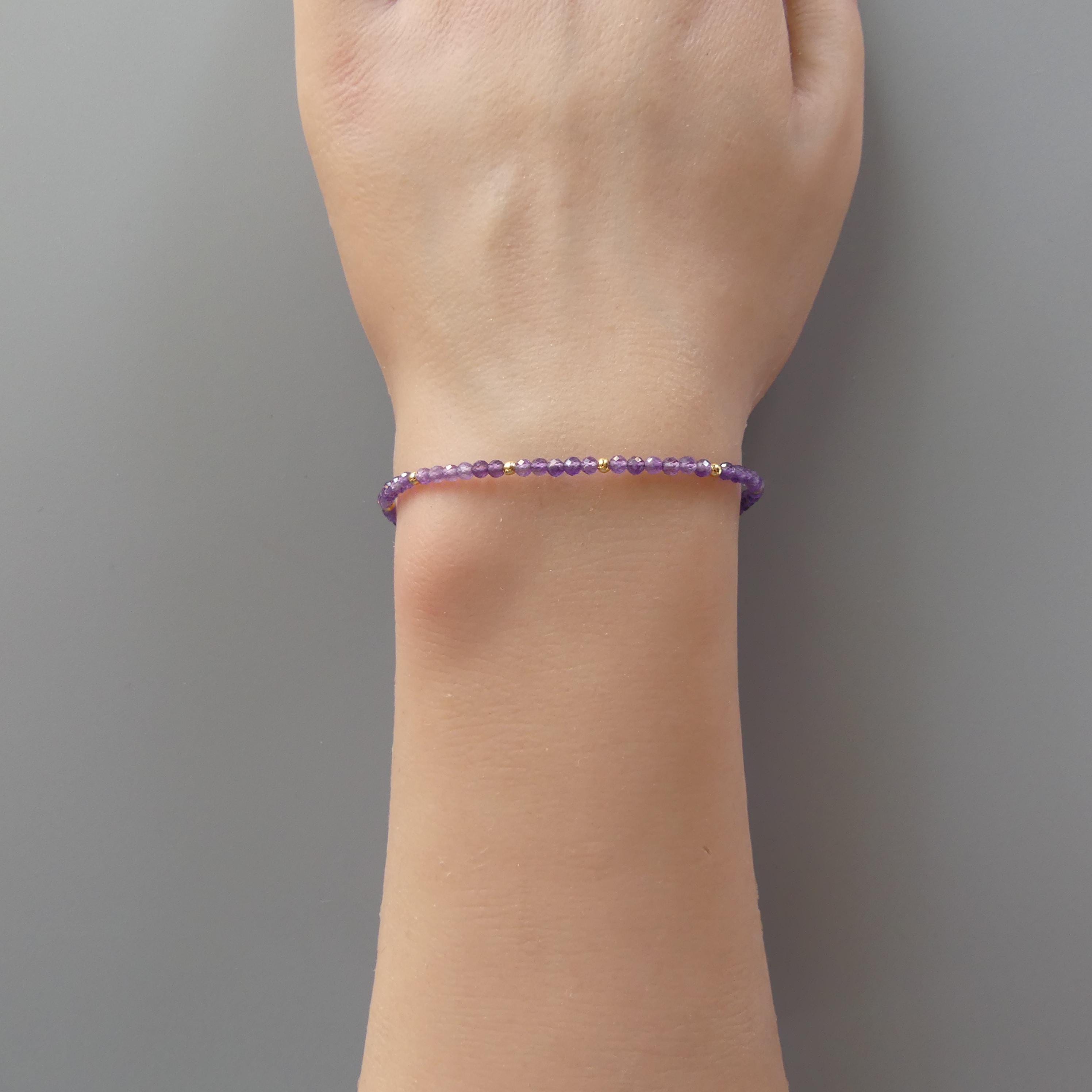 Tiny Amethyst Bracelet -Dainty February Birthstone Jewelry