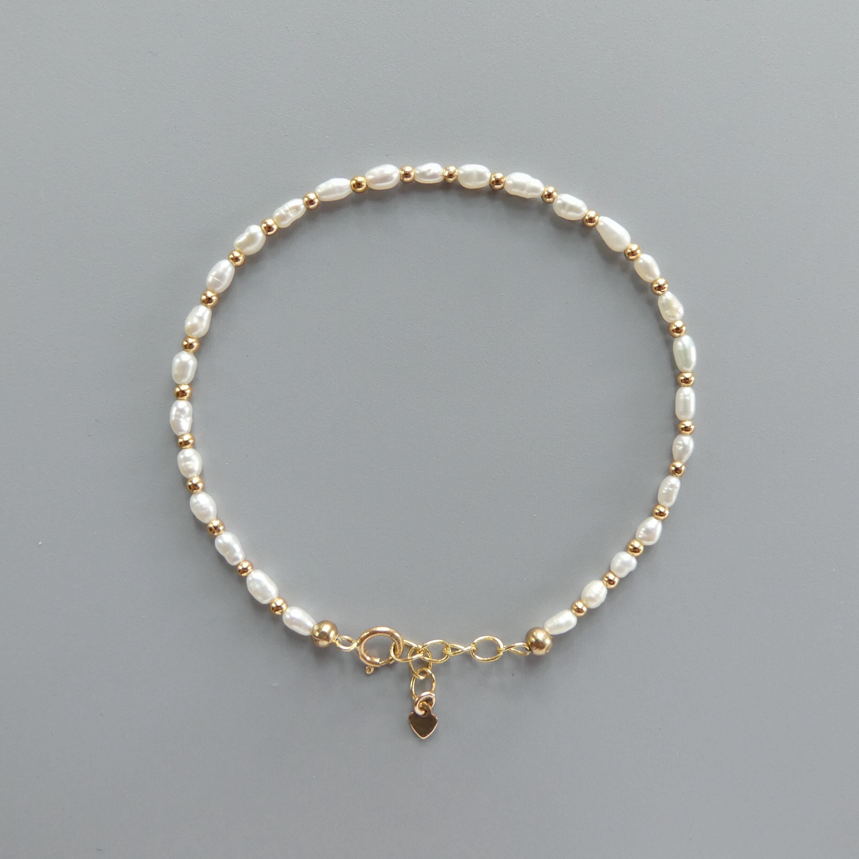 Tiny Freshwater Pearl Bracelet - Dainty June Birthstone Jewelry
