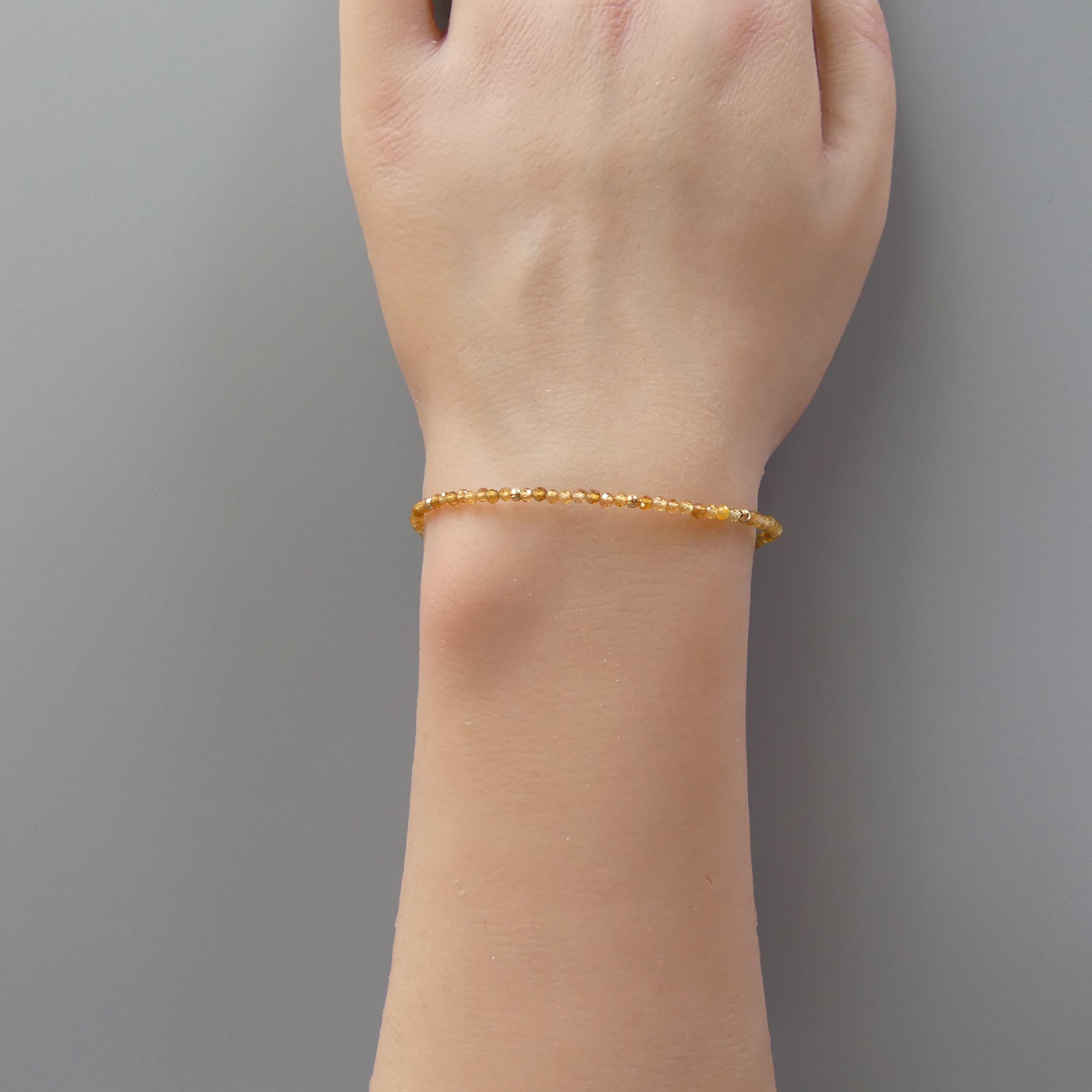 Tiny Yellow Tourmaline Bracelet Dainty Gemstone Beaded Bracelet October Birthstone Crystal Jewelry Minimalist Birthday Gift for Mom Wife