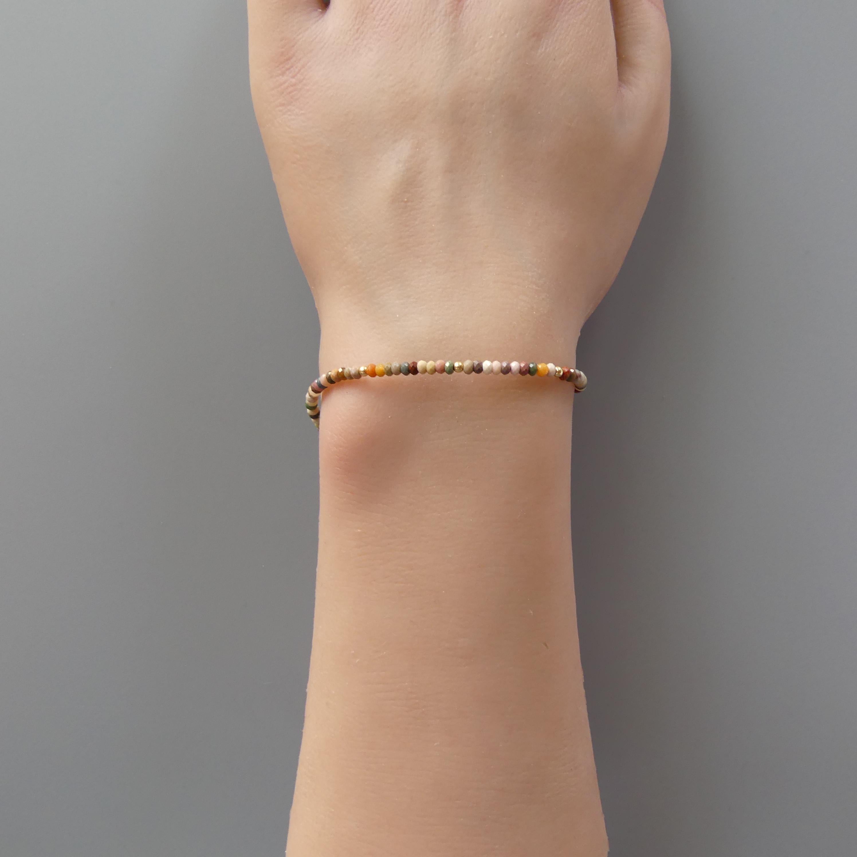 Tiny Ocean Jasper Bracelet -Dainty Beaded Jewelry