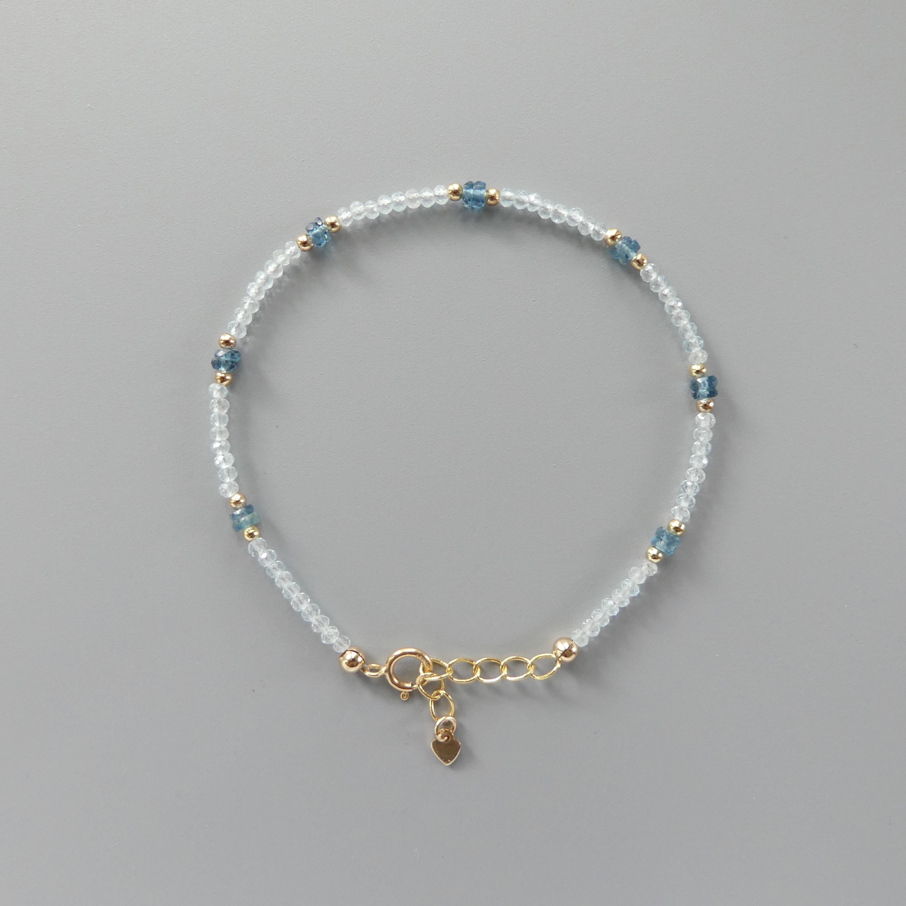 Tiny Sky Blue Topaz Bracelet - Dainty December Birthstone Jewelry