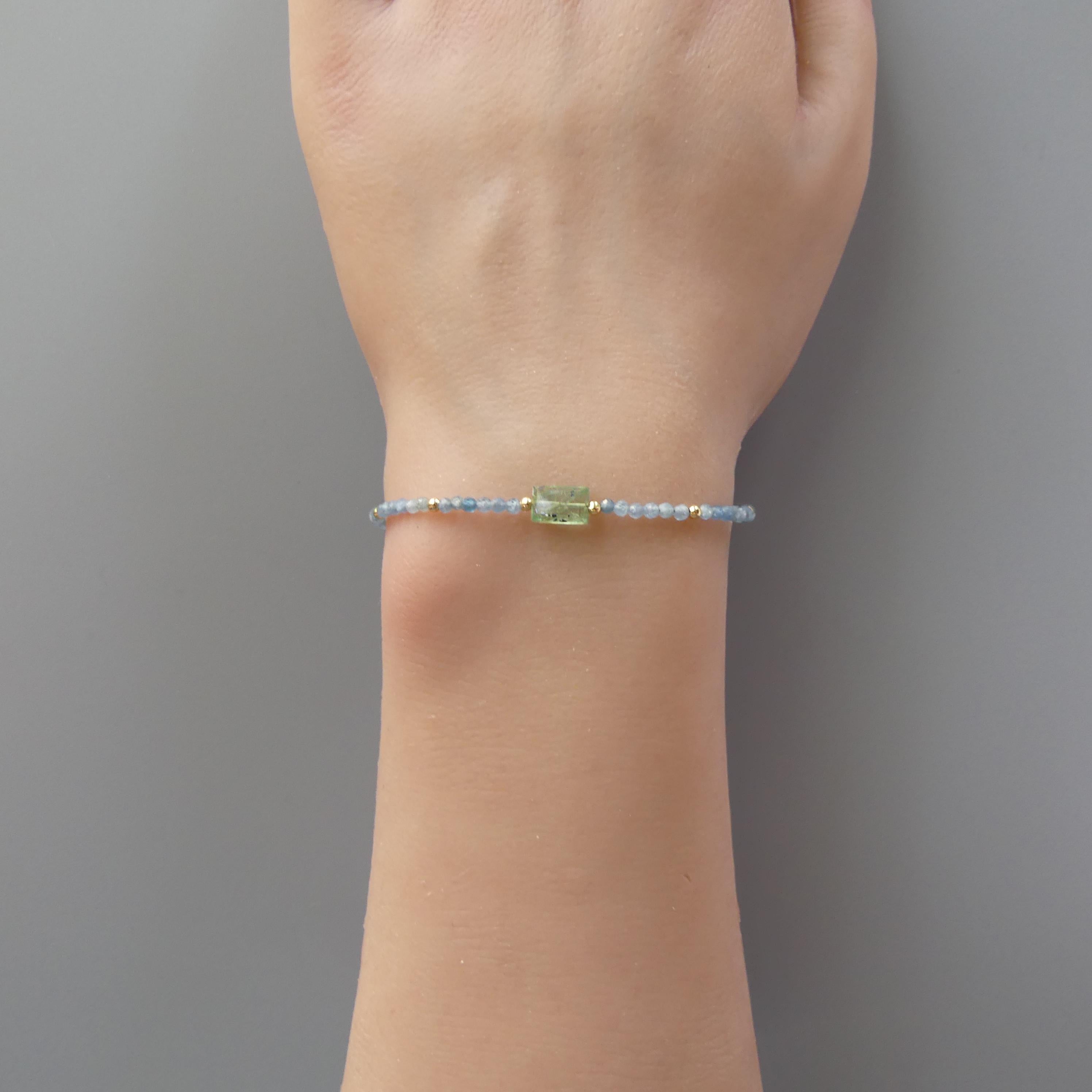 Tiny Parabia Blue and Green Kyanite Bracelet - Dainty Gemstone Jewelry