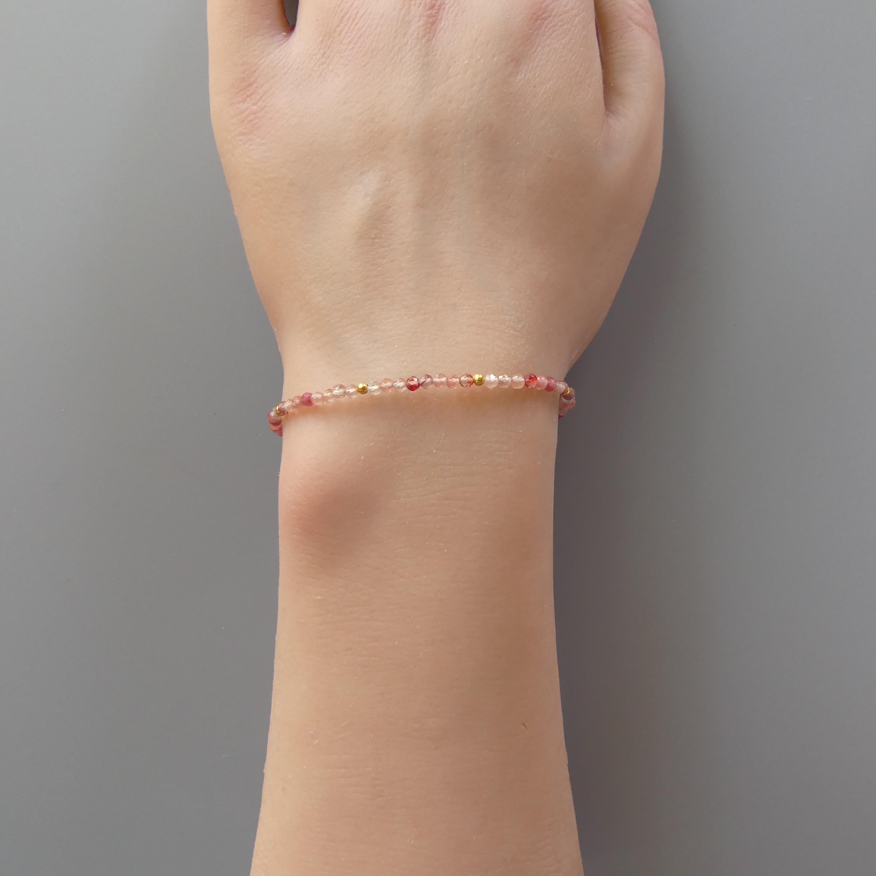 Tiny Andesine Bracelet Dainty Gemstone Beaded Bracelet Crystal Minimalist Jewelry Stacking Healing Birthday Gift for Bridesmaid Wife Host